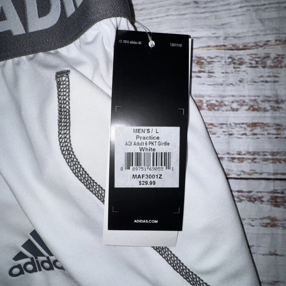 adidas ADI Adult 6 Pocket White L Football Polyester Breathable Men No Pads